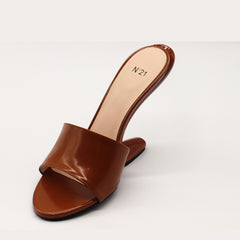 Nº21 23Icpxnv16004 Sabot Open Toe Leather Mules Brown