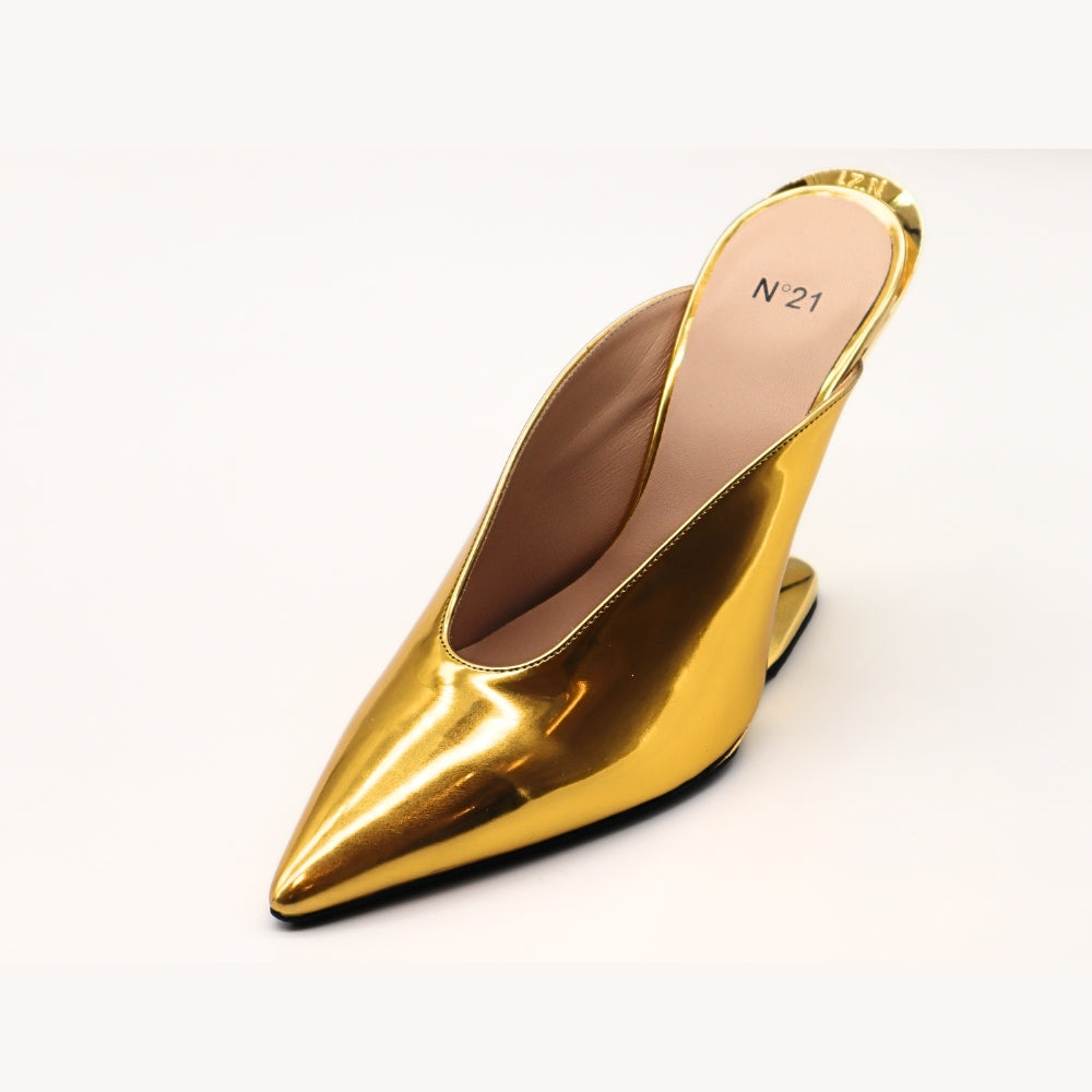 Nº21  23Icpxnv16002 Sculpted-Heel Slip On Leather Gold