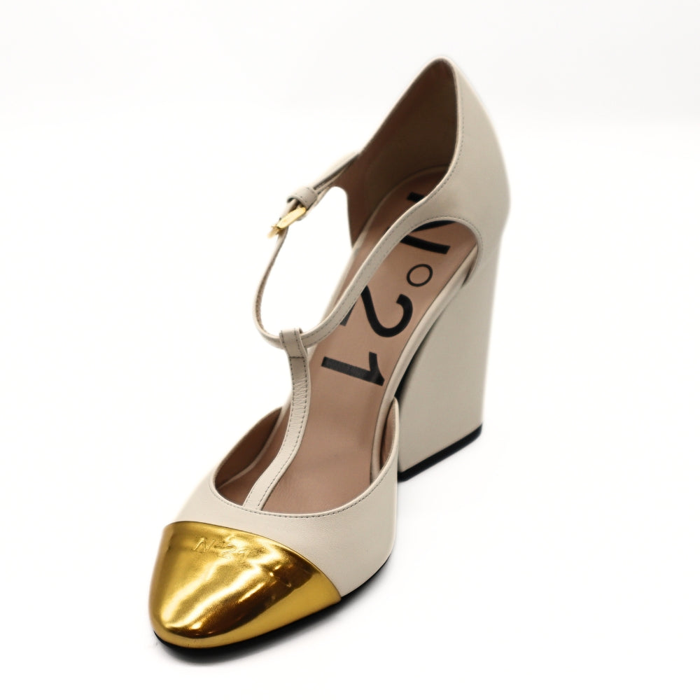 Nº21  23Icpxnv16012 Mary Jane High Heel White/Gold