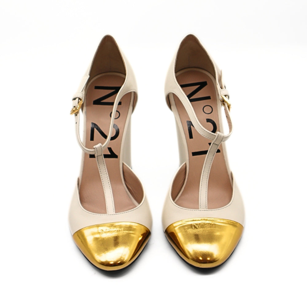 Nº21  23Icpxnv16012 Mary Jane High Heel White/Gold