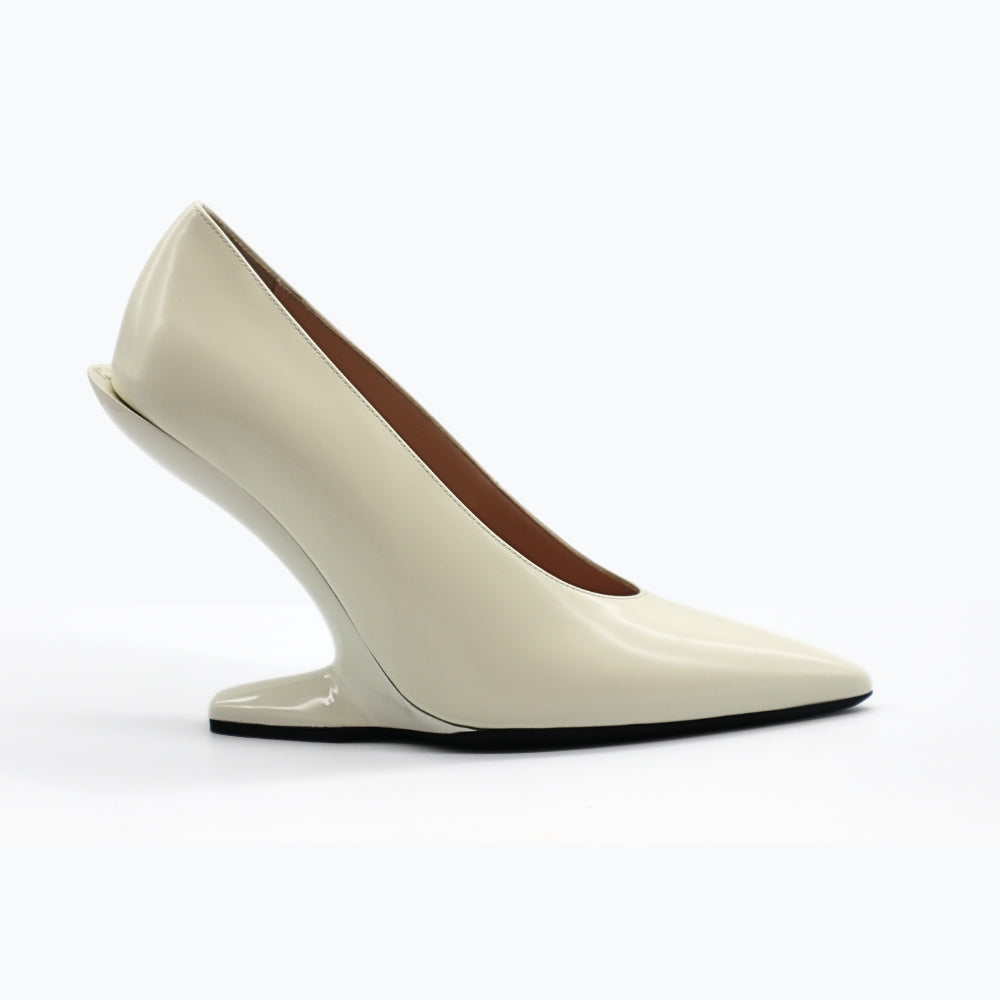 Nº21  23Icpxnv16001 Sculpted-Heel Leather Pumps White