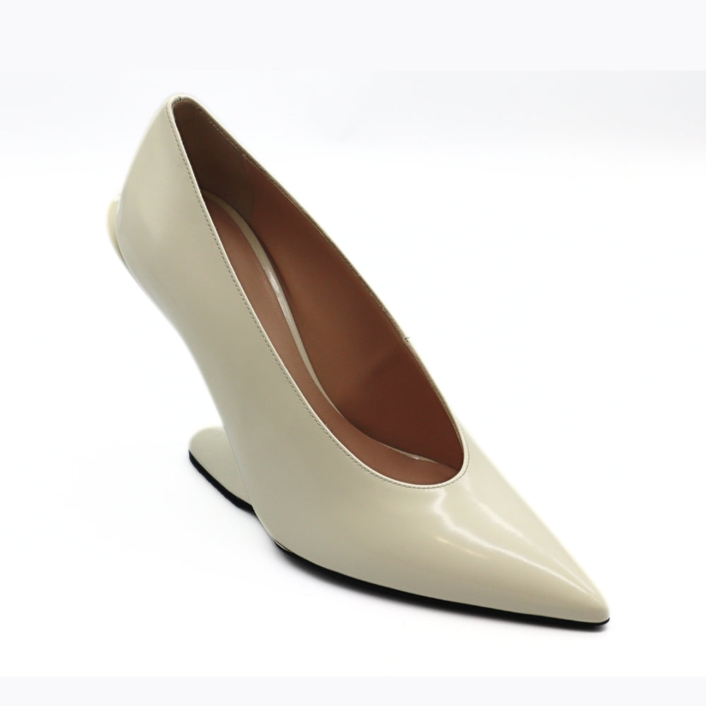 Nº21  23Icpxnv16001 Sculpted-Heel Leather Pumps White