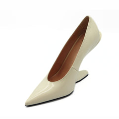 Nº21  23Icpxnv16001 Sculpted-Heel Leather Pumps White