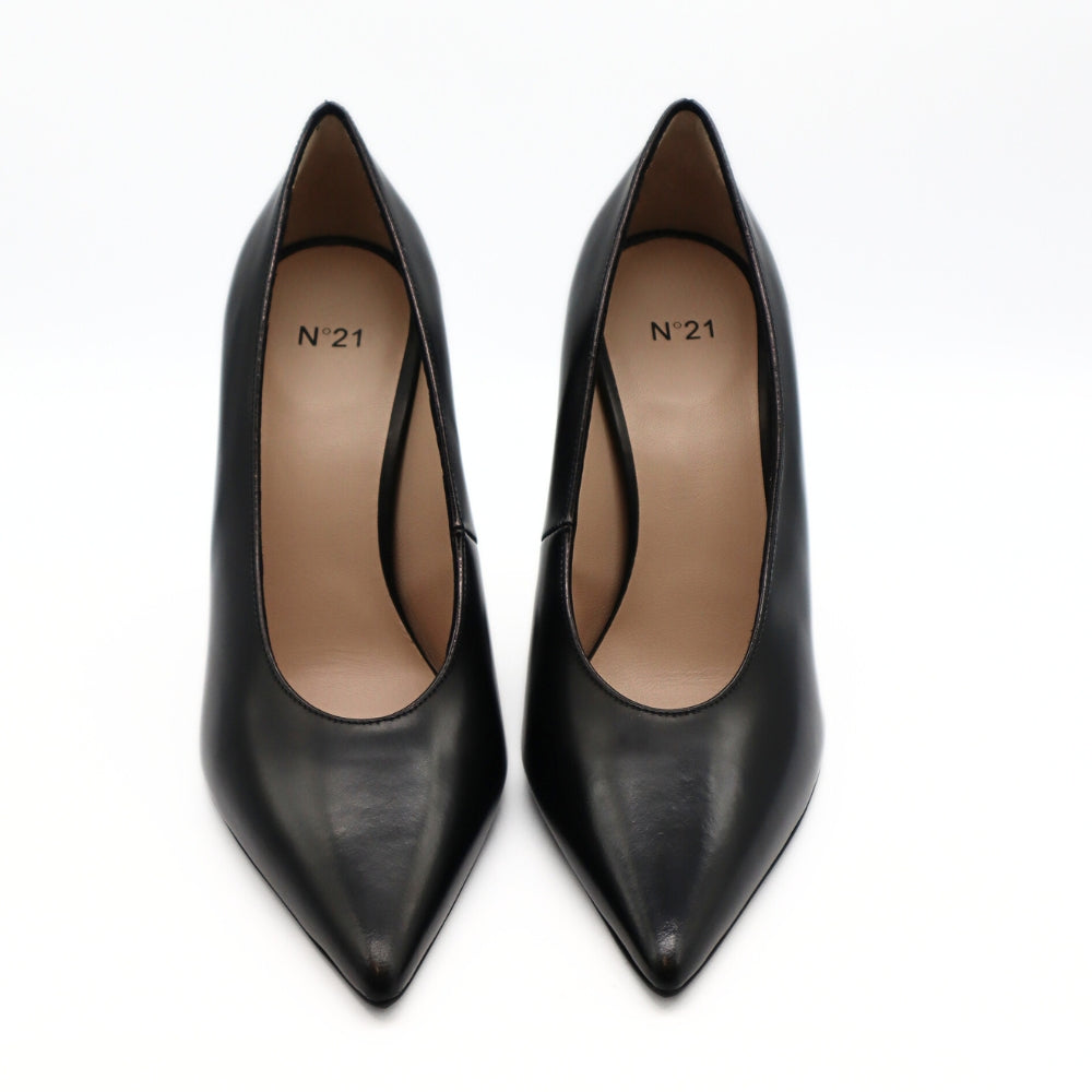 Nº21 23Icpxnv16001 Sculpted-Heel Leather Pumps Black