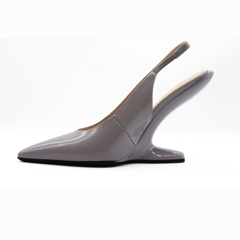 Nº21 23Icpxnv16003 Sculpted-Heel Leather Slingback Grey