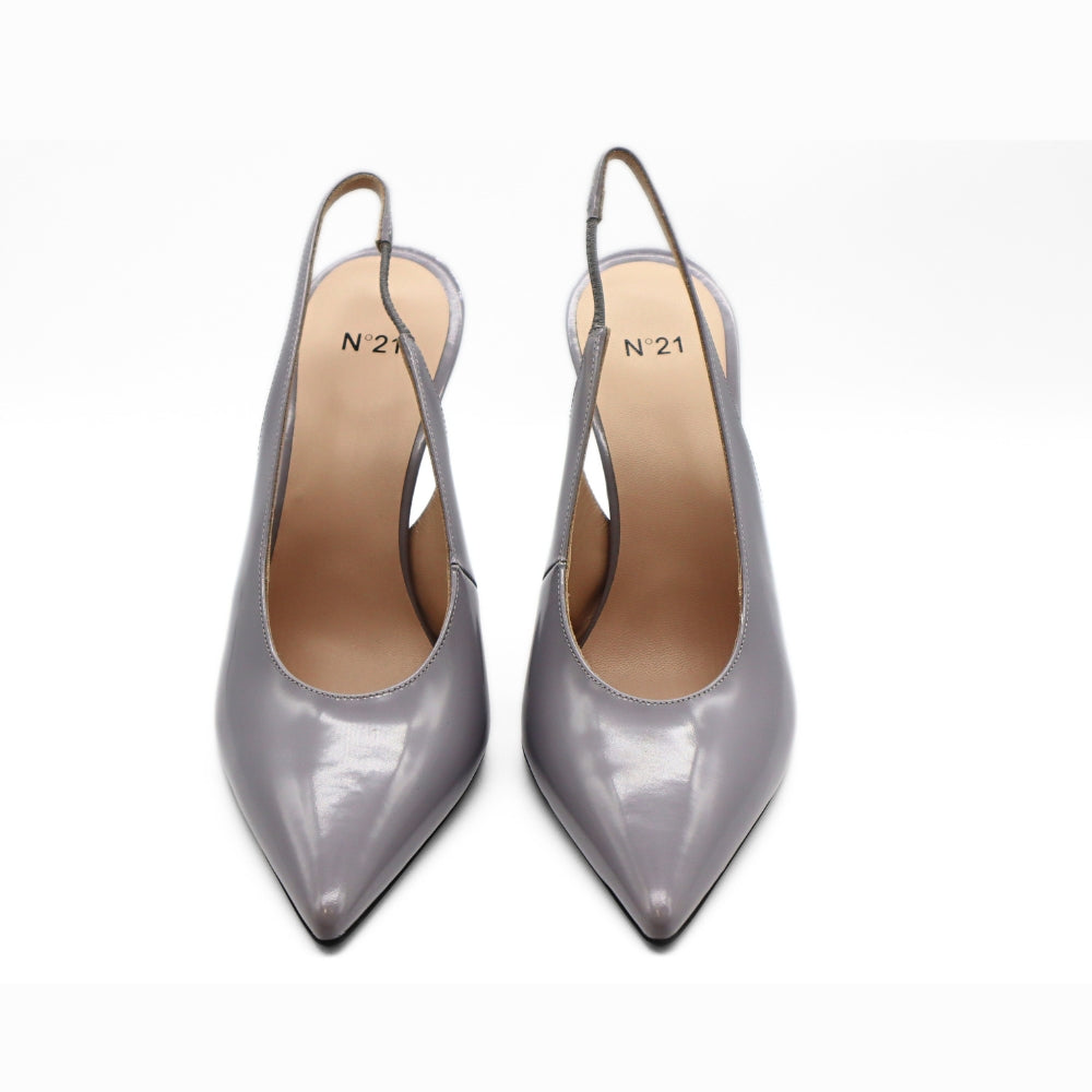 Nº21 23Icpxnv16003 Sculpted-Heel Leather Slingback Grey