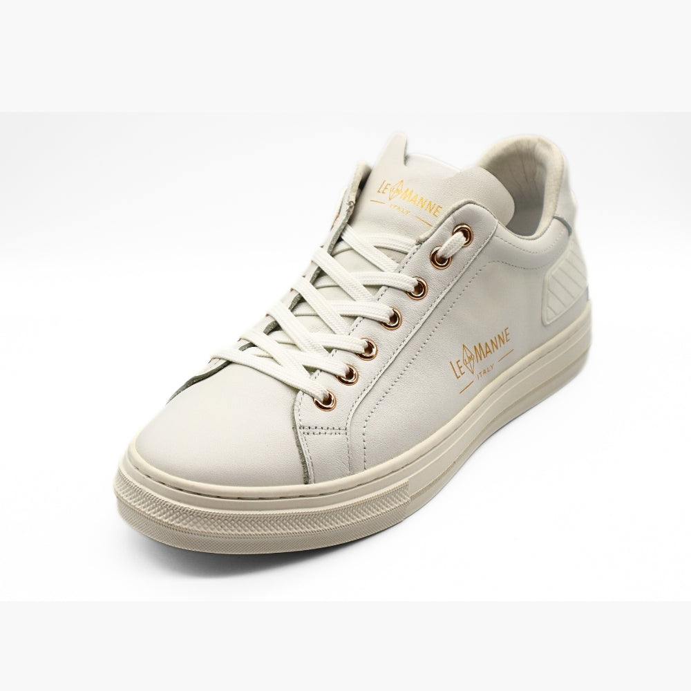 Le Manne Bhl-10 Mens Leather Shoe White