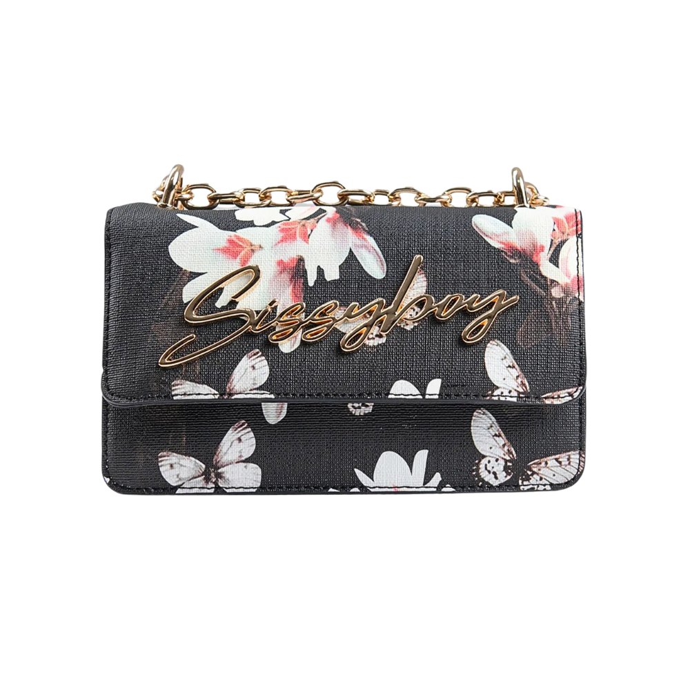 Sissyboy Bg414 Floral Crossbody Black/Beige