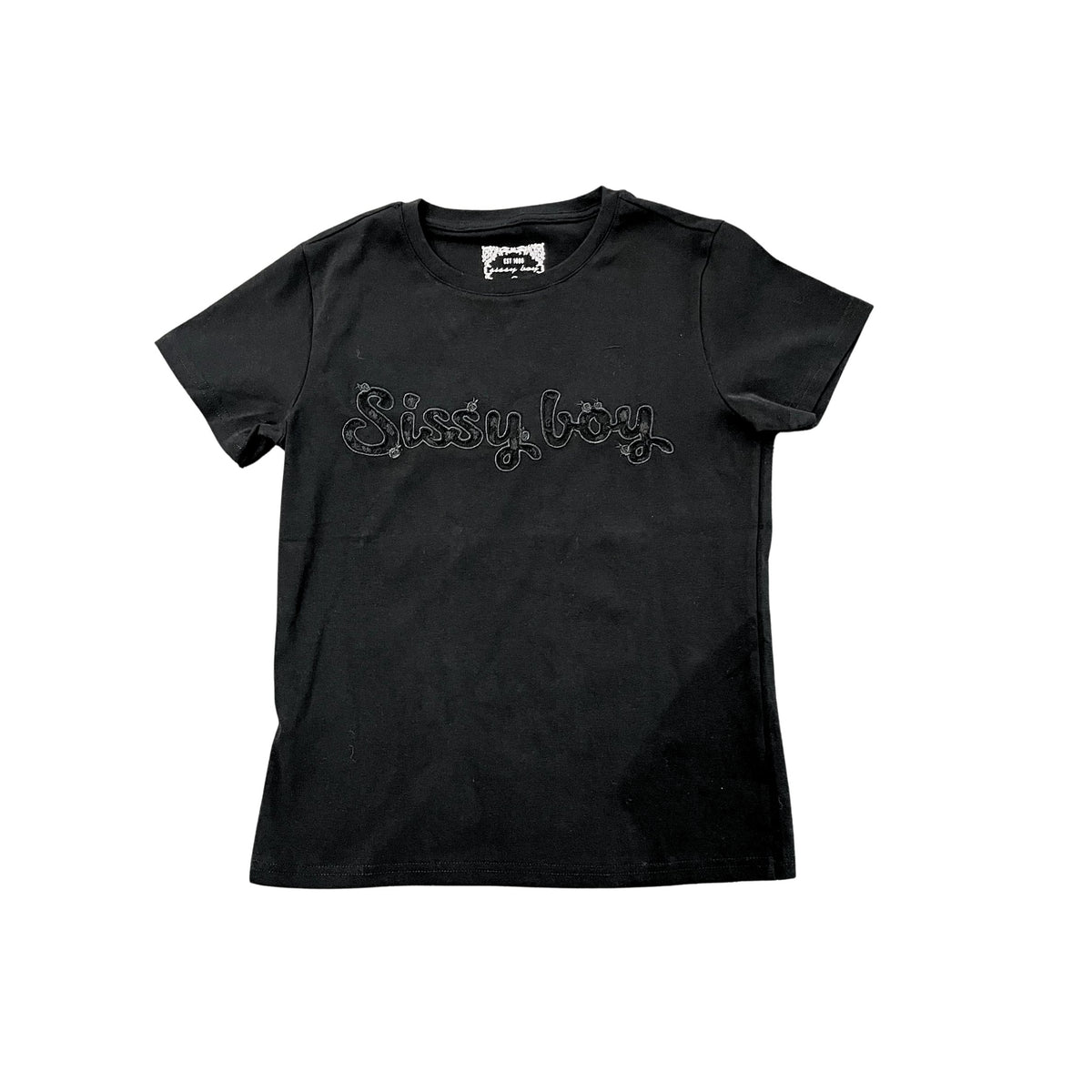 Sissyboy Ladies Regular T-Shirt With Lace Logo In Black
