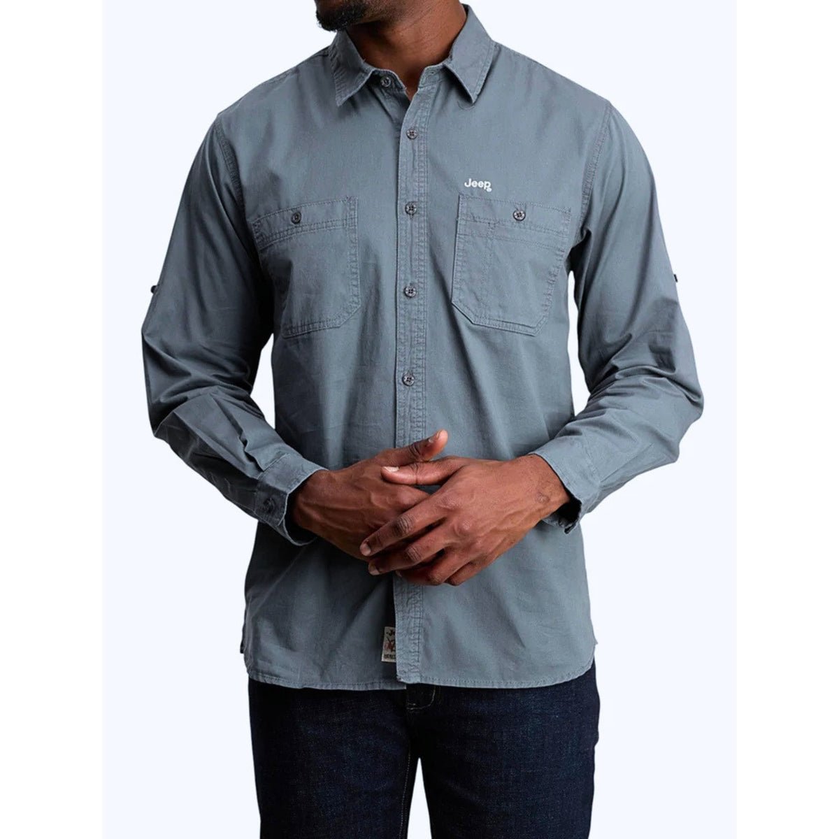 Jeep Mens Willys Long Sleeve Work Shirt In Blue