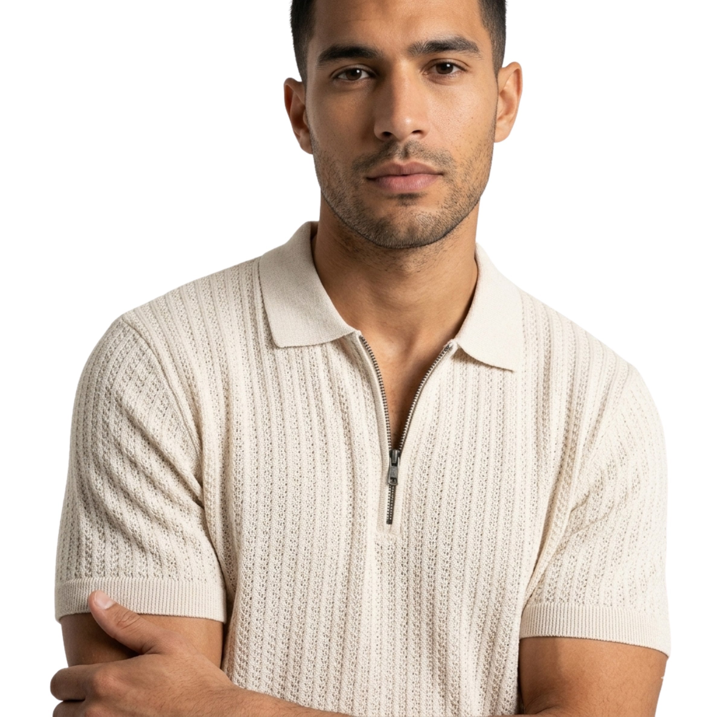 Antioch Mens Clement  Knit Golfer In Ecru