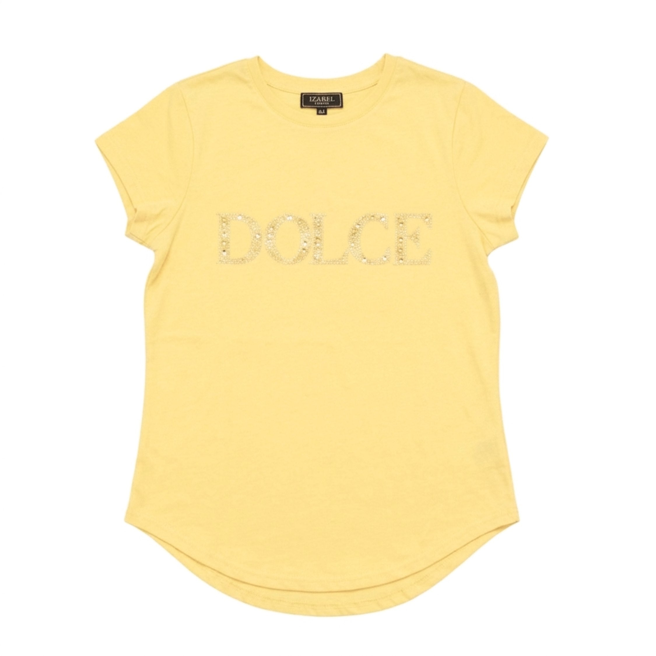 Izabel London Womens Dolce Blign Logo T-Shirt In Yellow