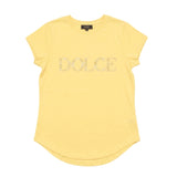 Izabel London Womens Dolce Blign Logo T-Shirt In Yellow