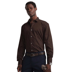 Polo Mens Essential Sateen Shirt In Chocolate