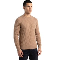 Polo Mens Textured Argyle Knitwear In Brown
