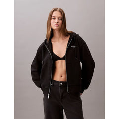 Calvin Klein Womens Monologo French Terry Hoodie In Black