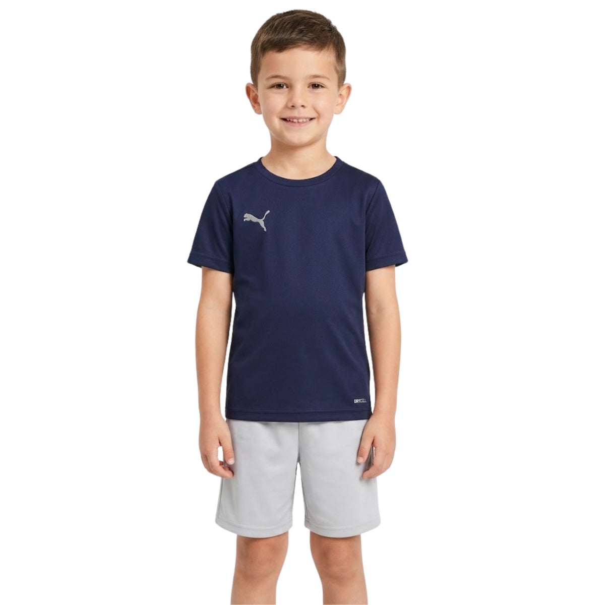 Puma Boys Forever Faster Crew Neck T-Shirt In Navy