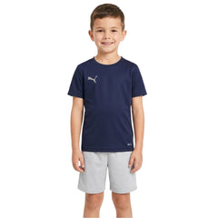 Puma Boys Forever Faster Crew Neck T-Shirt In Navy