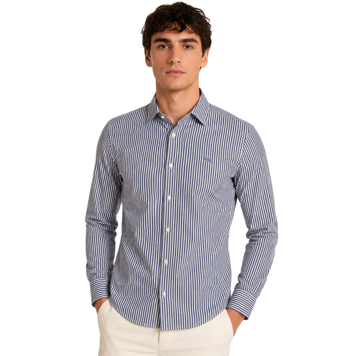 Harmont & Blaine Mens Basic Shirt In White And Navy