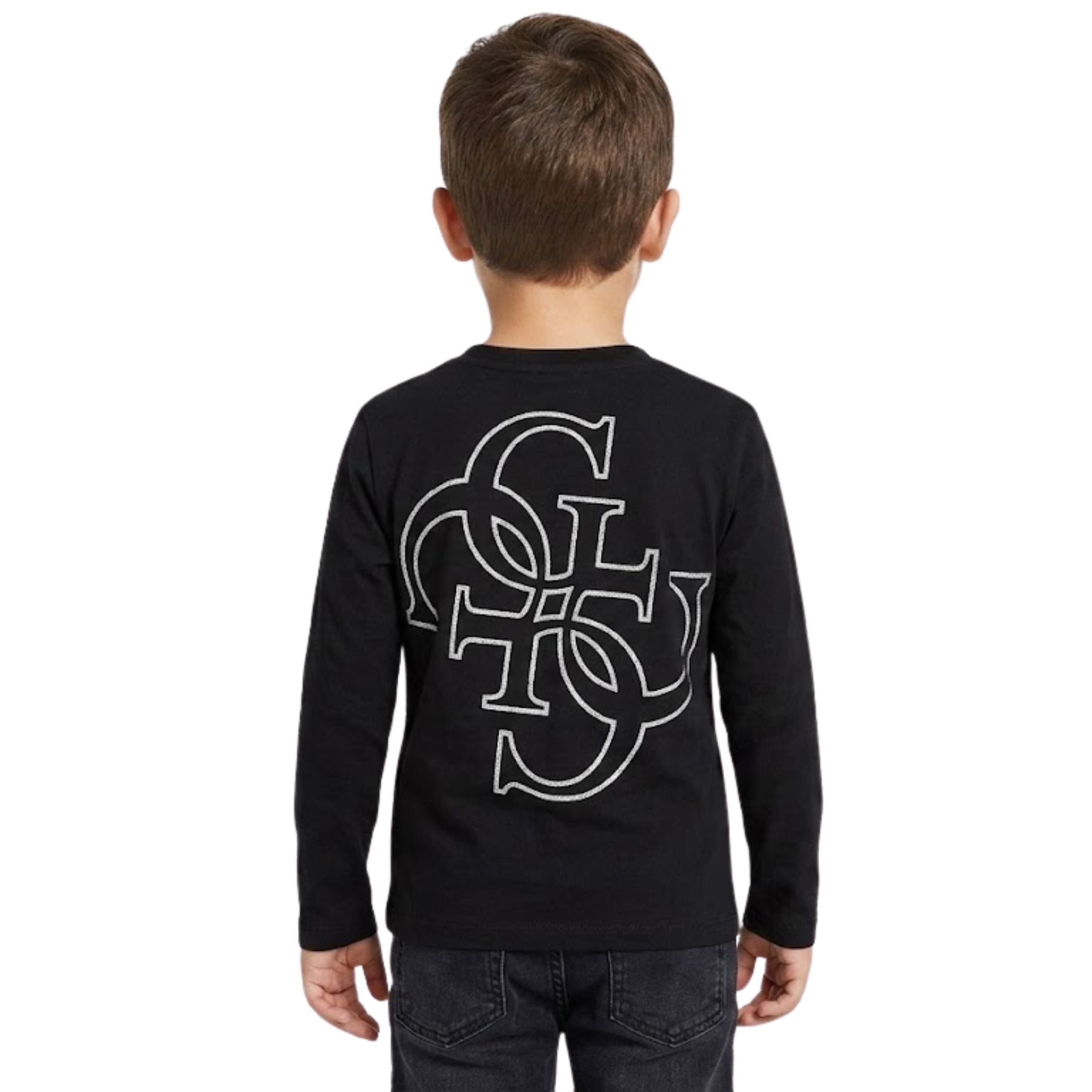Guess Boys Long Sleeve T-Shirt Minime In Black