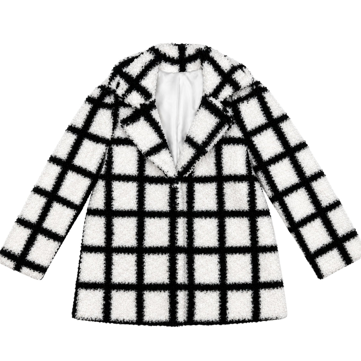 Izabel London Womens Long Sleeve Boucle Jacket In Black And White