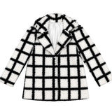 Izabel London Womens Long Sleeve Boucle Jacket In Black And White