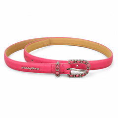 Sissy Boy Womens Skinny Belt With Woven Pu Hardware In Pink