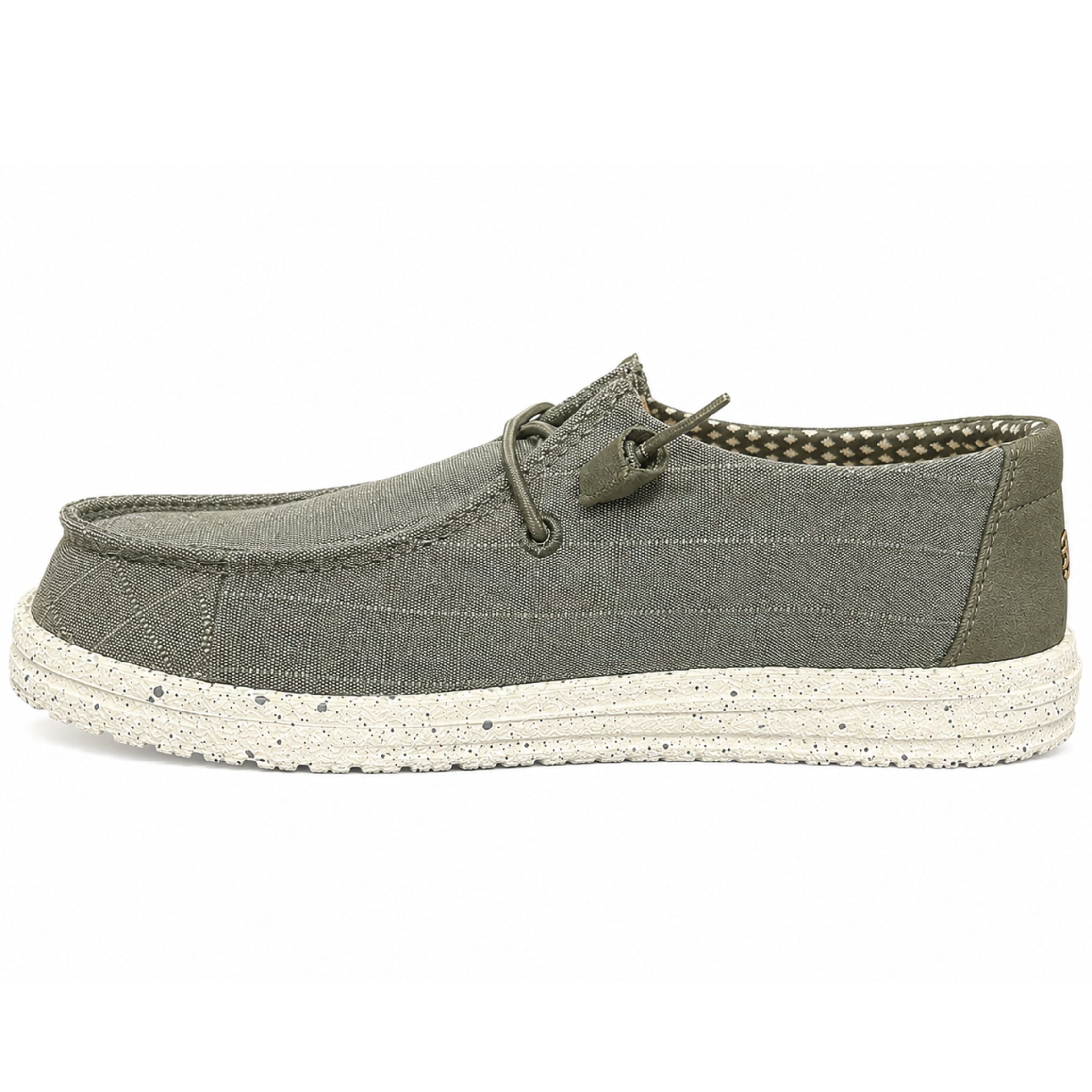Hey Dude Womens Wendy Chambray Grid Shoes In Dark Olive