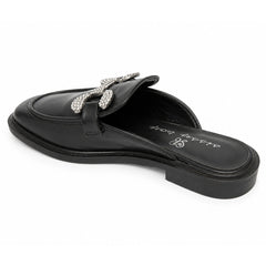 Sissy Boy Womens  Mule Loafer With Diamante Trim In Black