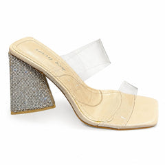 Sissy Boy Womens Bling Heel Mule In Natural