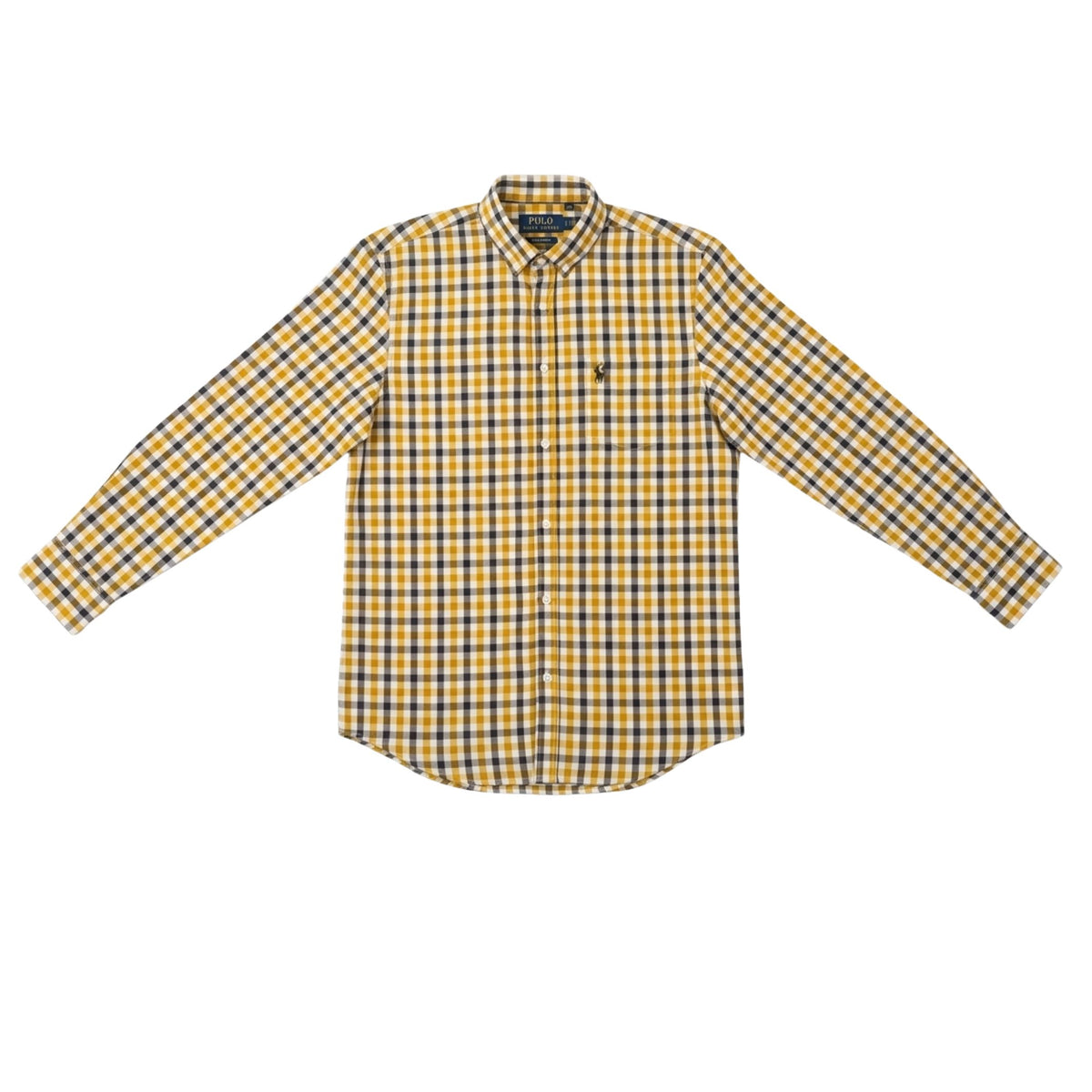Polo Mens Gingham Check Shirt In Mustard
