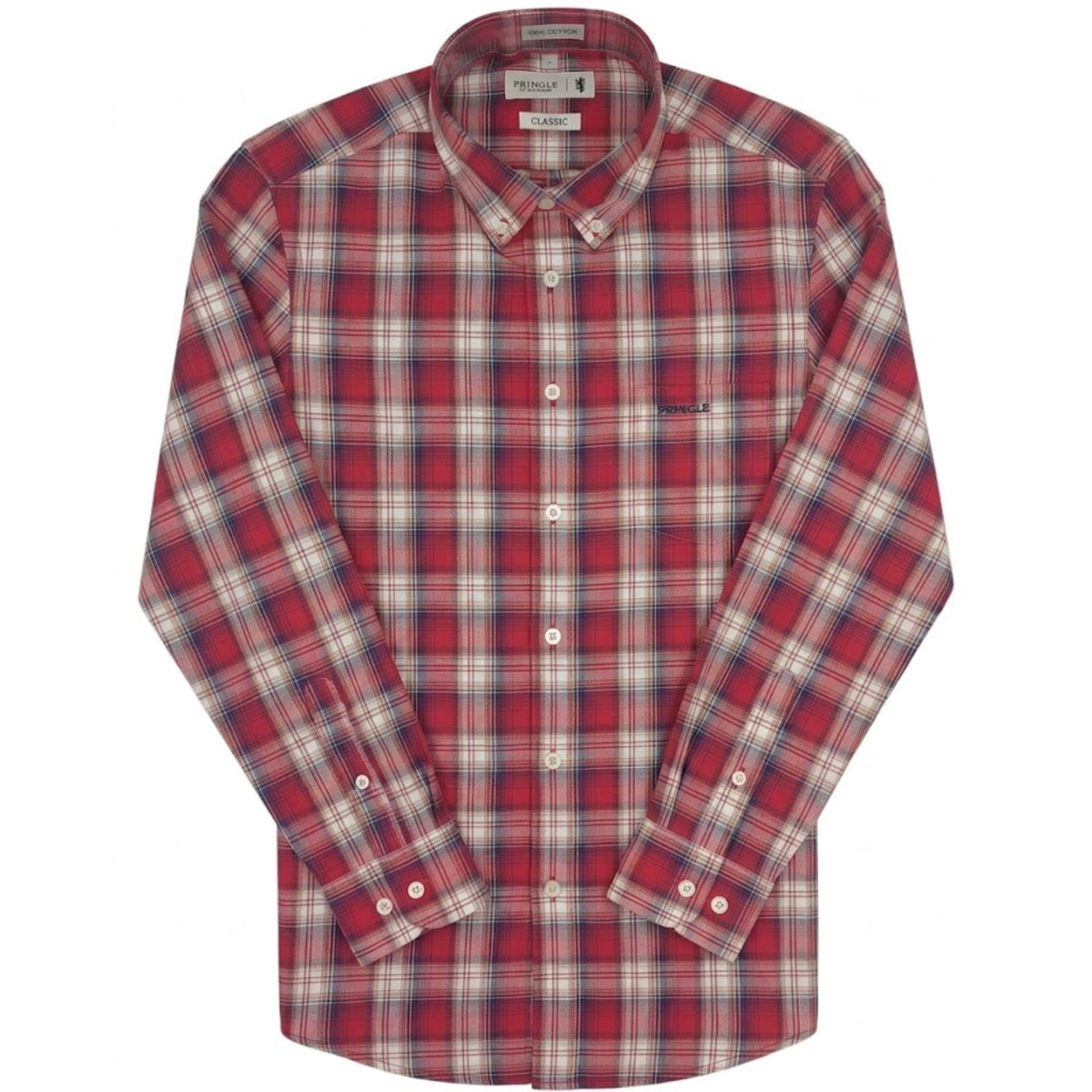 Pringle Mens Floyd Long Sleeve Check Classic Shirt In Red