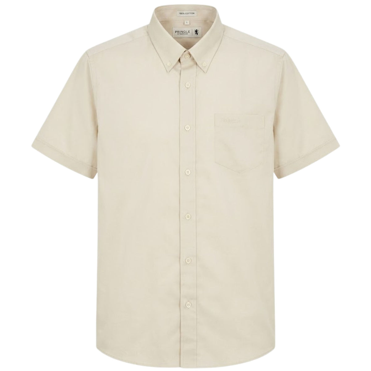Pringle Mens Ethan Short Sleeve Classic Shirt In Stone