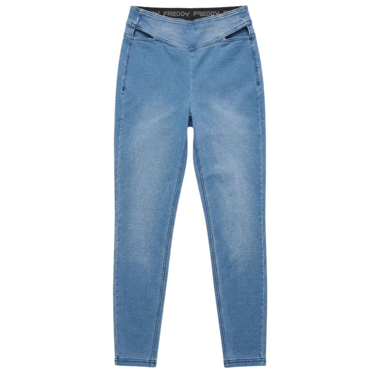 Freddy Womens High Waisted Jegging With Cut Out Detail In Denim Light Blue