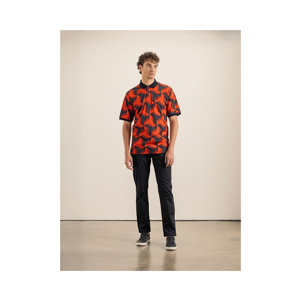 Polo Mens Geo Printed Ss Golfer Red