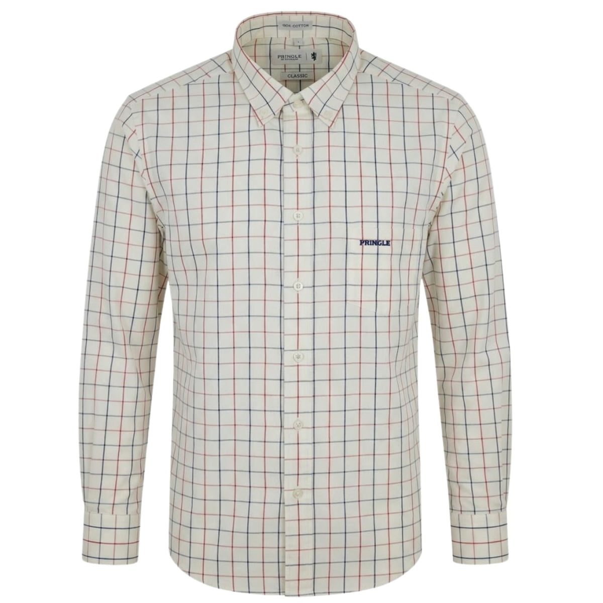 Pringle Mens Andries Long Sleeve Check Classic Shirt  In Cream
