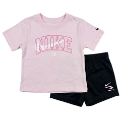 Nike Girls 2 Piece T-Shirt And Flowy Short Set In Pink And Black