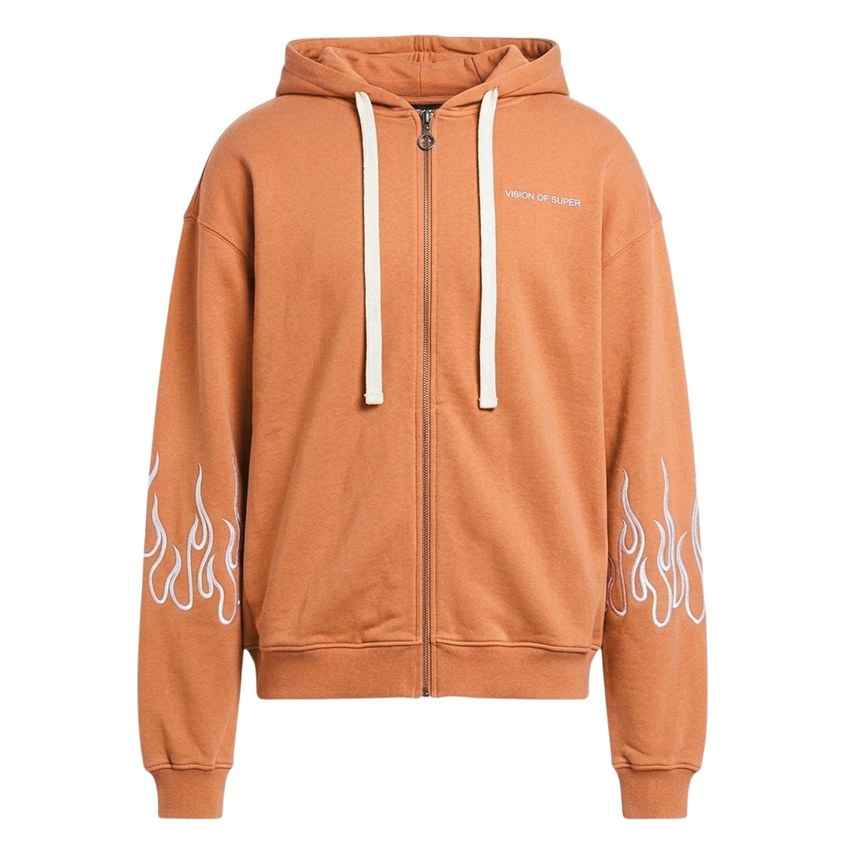 Vision Of Super Vs00559 Zip Hoodie With Embroidery Flame Terracota