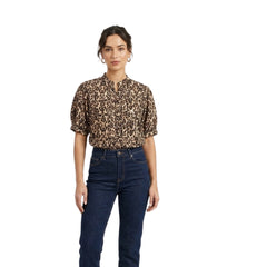 Izabel London Ladies Half Sleeve easy Blouse In Animal Print