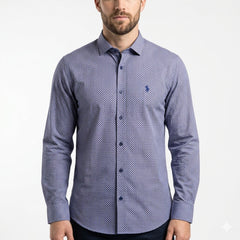 Polo Mens Geometric Print Shirt In Navy