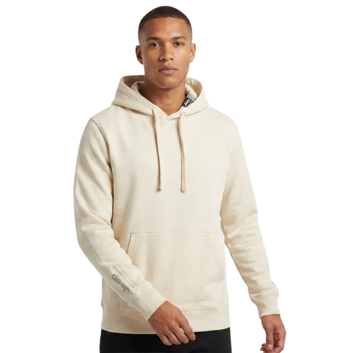 Jeep Mens Oversized Fleece Pullover Hoodie In Off White
