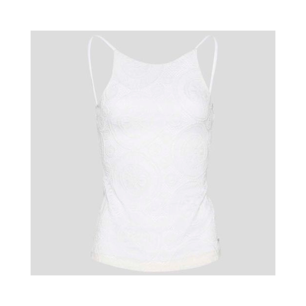 Sissyboy T30648 Ladies Lace Vest W/ Back Strap Ivory
