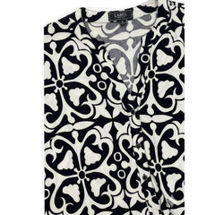 Izabel London Womens Key Hole Printed Blouse In Black & White