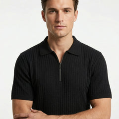 Antioch Mens Clement Knit Golfer In Black