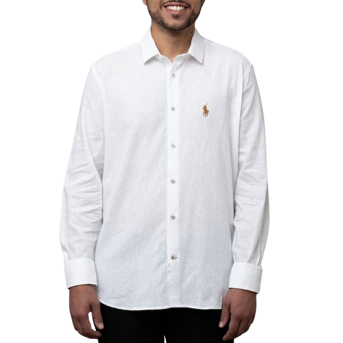 Polo Mens Classic Linen Shirt In White