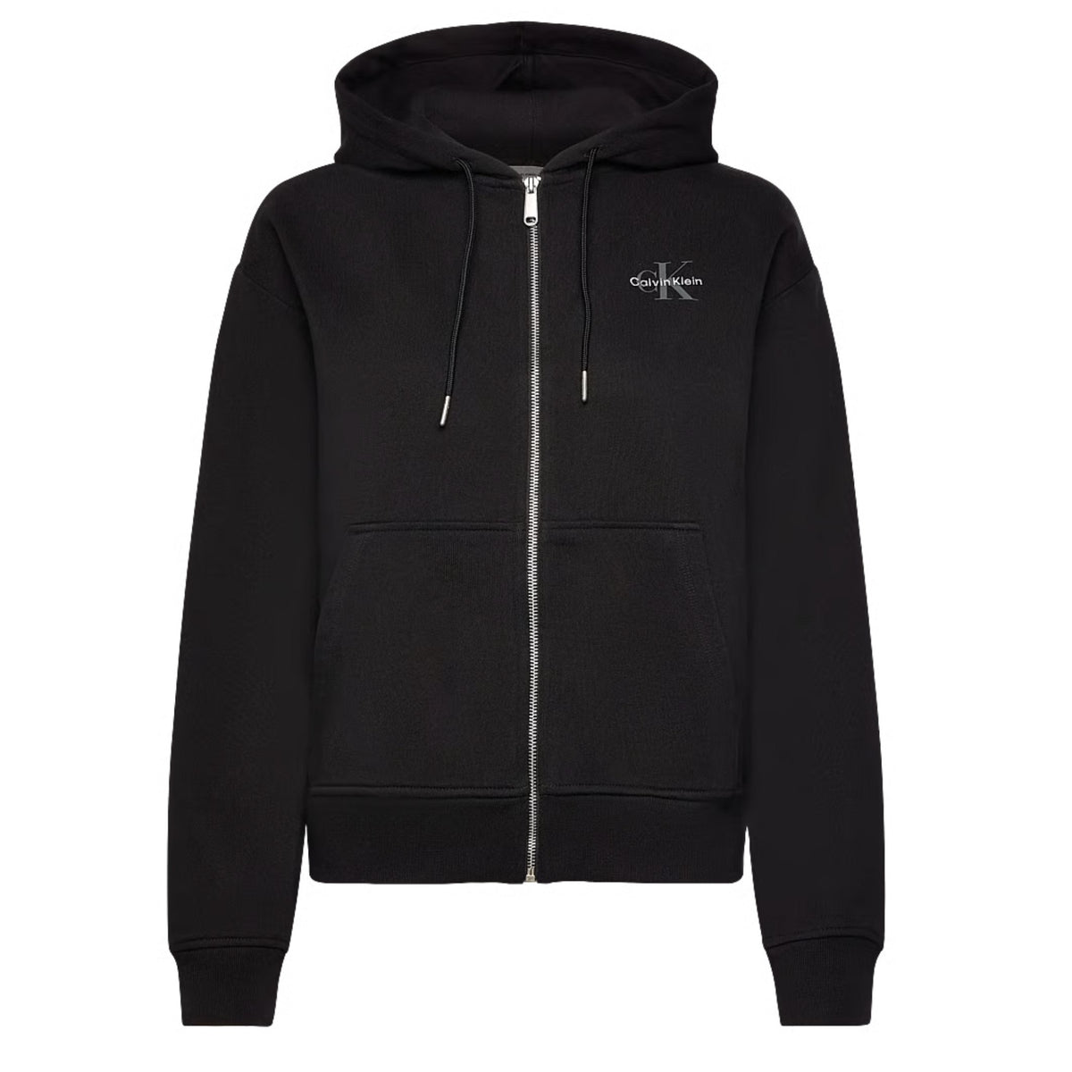 Calvin Klein Womens Monologo French Terry Hoodie In Black