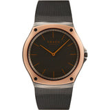 Obaku Gents Lagen Granite Quartz Two-Tone Mother-of-Pearl Dial Mesh Bracelet Watch In Brown