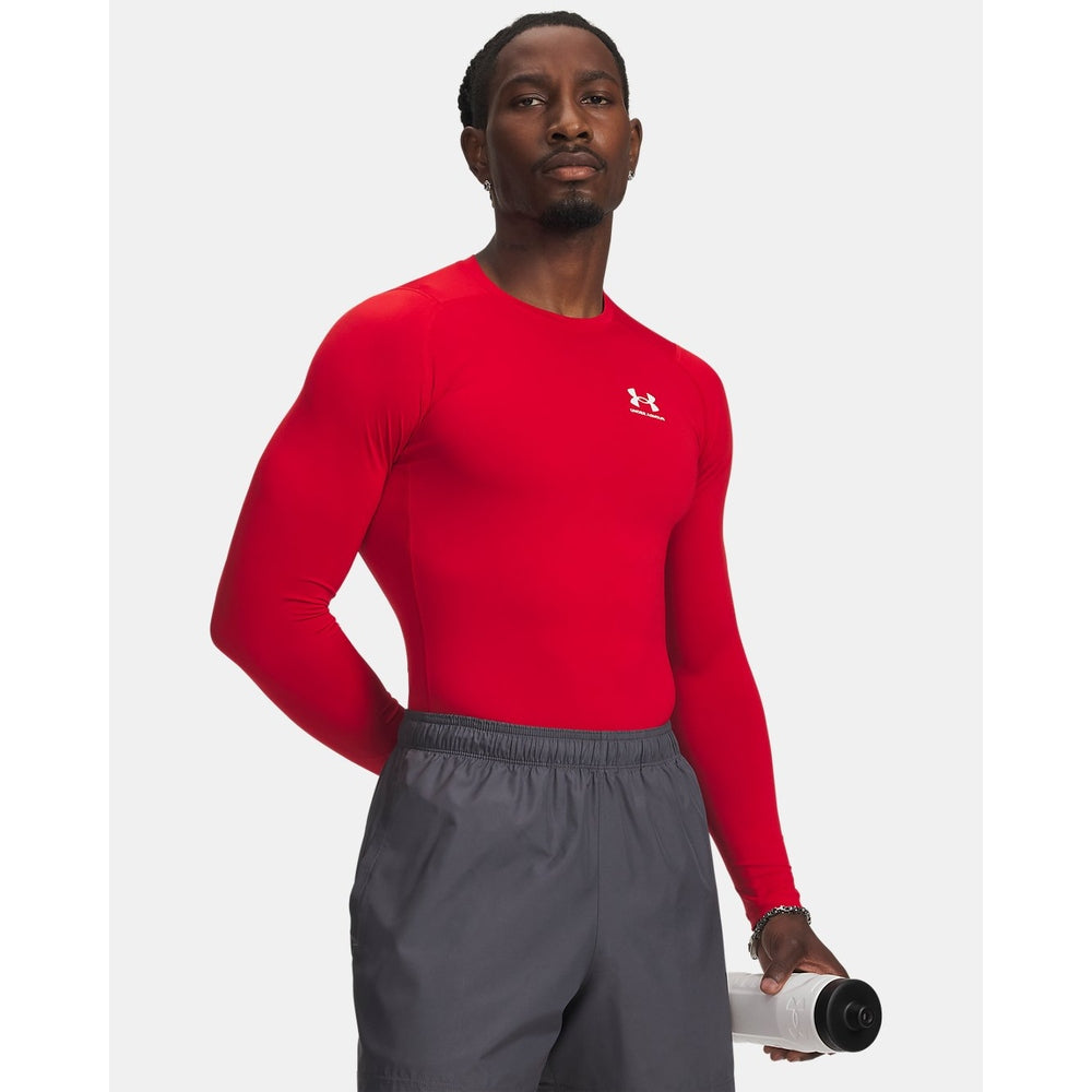 Under Armour Mens Heat Gear Compression Long Sleeves T-Shirt In Red