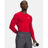 Under Armour Mens Heat Gear Compression Long Sleeves T-Shirt In Red