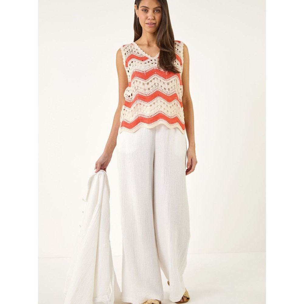 Mandi Ladies Crochet Top In Orange